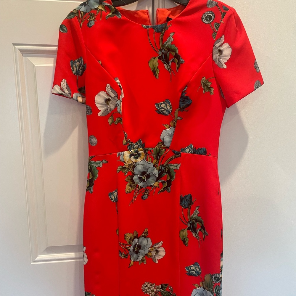 Black Halo red flower dress